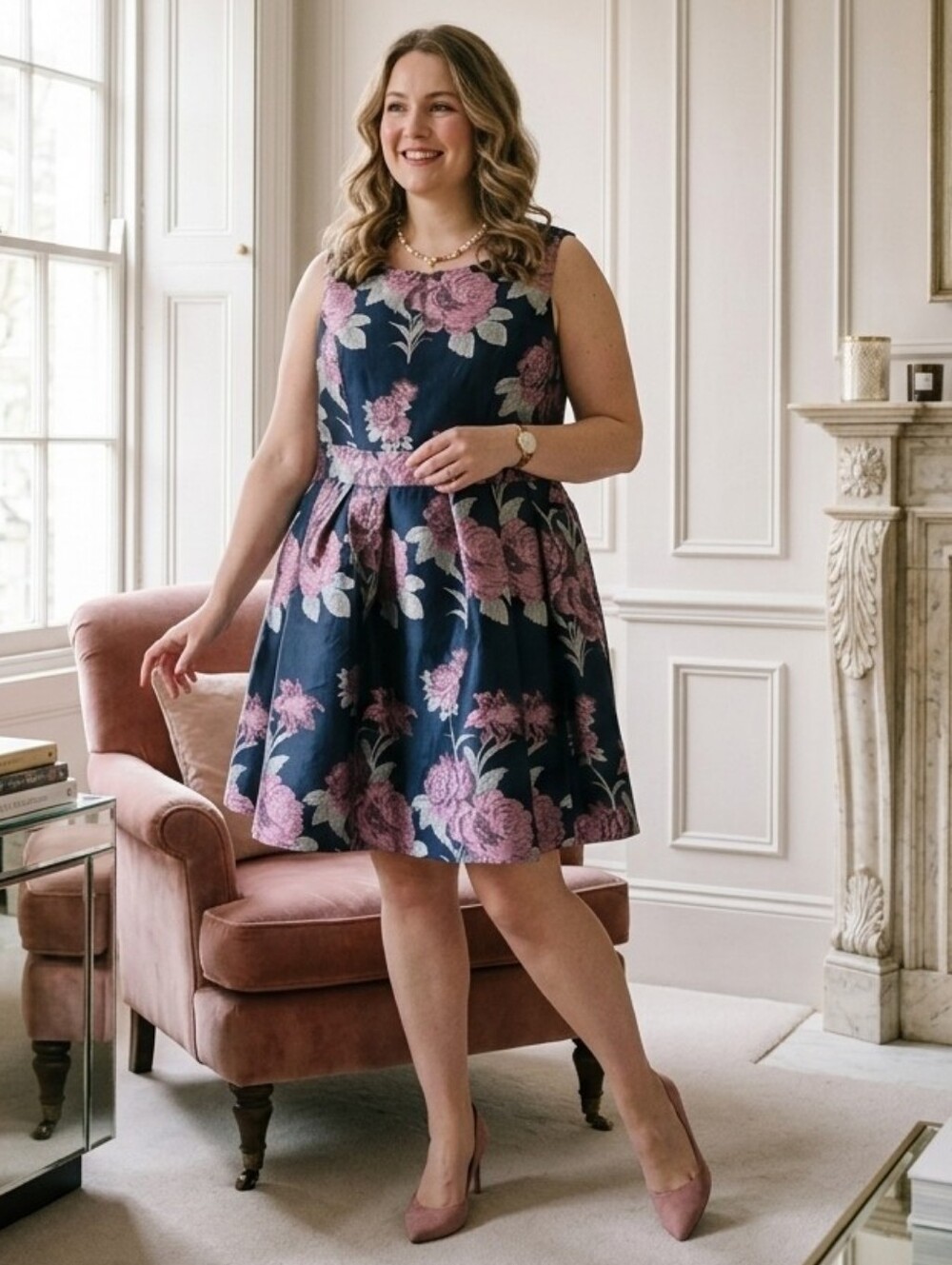 Eliza J 16 Romantic Feminine Wedding Guest Floral Brocade Jacquard A Line Dress
